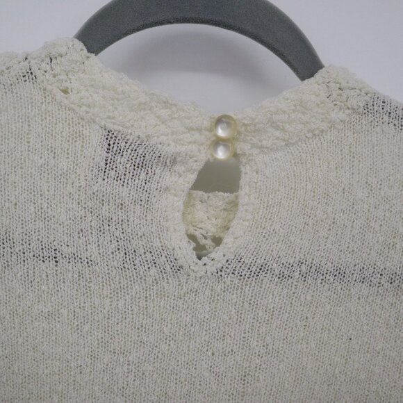 Brownstone Studio Crochet Sweater Women L Ivory Twee Grannycore Boho Vintage - Picture 5 of 16